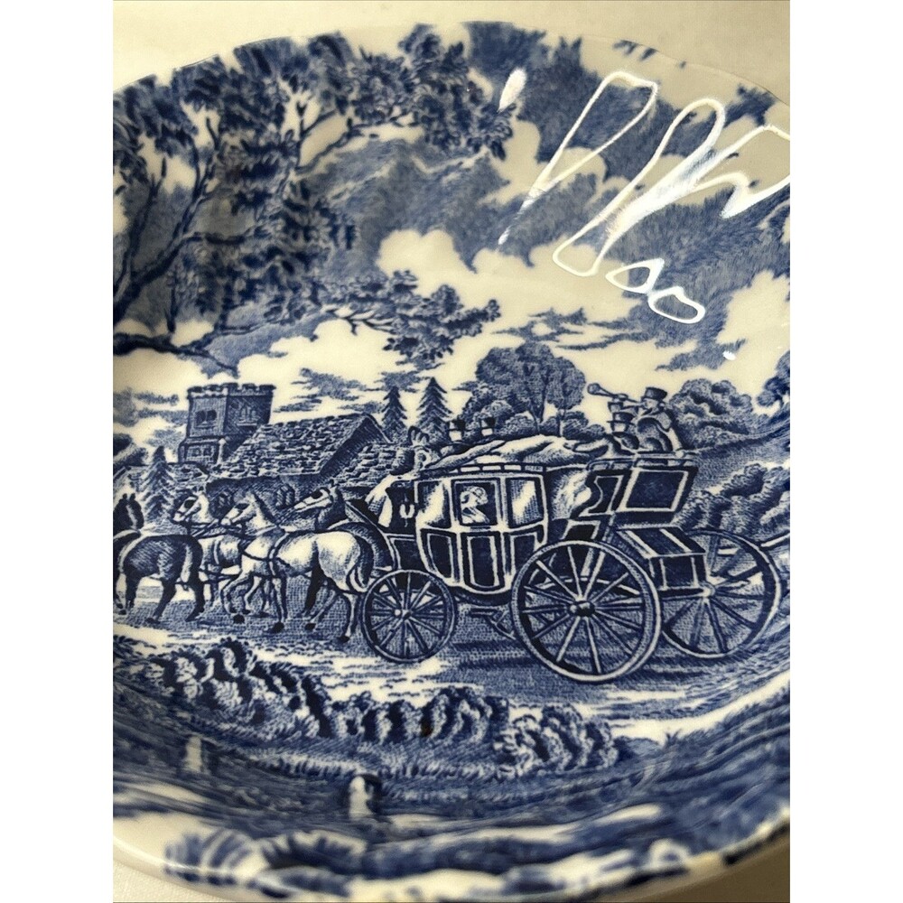 Vintage Myott Staffordshire England Royal Mail Blue Berry Dessert Bowls Lot Of 2 - Picture 11 of 11